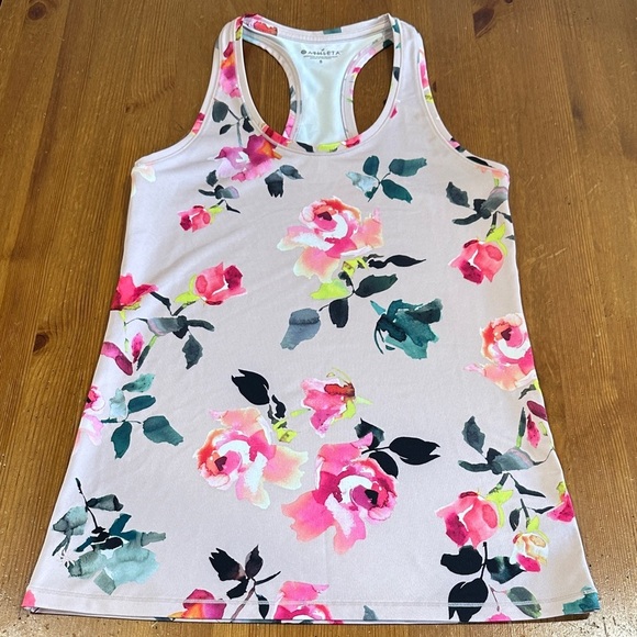 Athleta Tops - Athleta Floral Racerback Tank - Pink and Black
